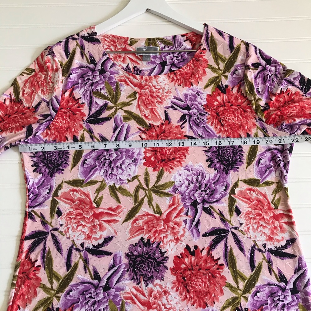 JM Collection Floral Print Embroidered Top Size XL - Picture 6 of 11